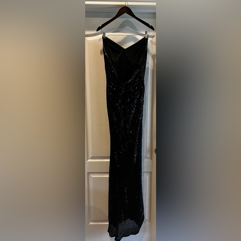 CINDERELLA DIVINE Black long Sequins Dress Size L - Picture 6 of 9